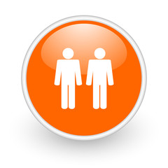 couple orange circle glossy web icon on white background