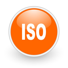 iso orange circle glossy web icon on white background