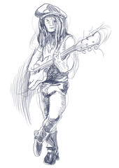 guitarist - a hand drawn illustration