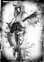 young guitarist - a hand drawn grunge illustration