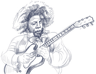 Fototapeta na wymiar gitarzysta - ręcznie rysowane ilustracji