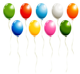 Set of balloons isolated on white