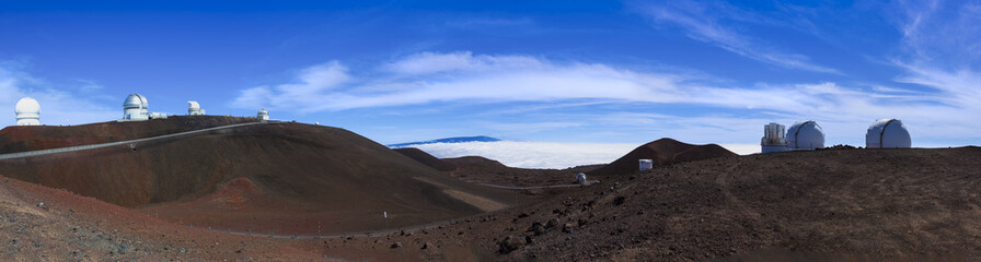 Panorama of observatories on Mauna Kea