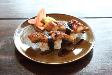 japanese food rice with eel ( unagi ) eel sushi