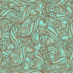 turquoise and brown floral pattern