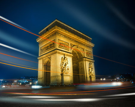 Fototapeta Arc de Triomphe by night, Paris, France