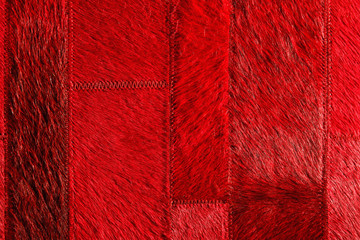 Red real leather patchwork