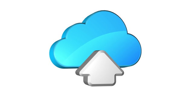 Icon of uploading data on cloud storage. Seamless looping.