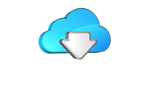 Icon of downloading data from cloud storage. Seamless looping.