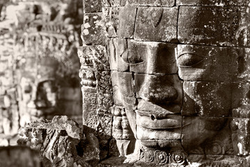 Buddha faces at Bayon Temple, Cambodia.