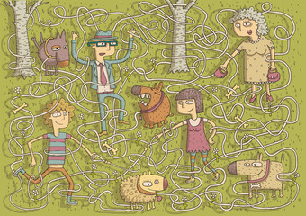 Walking Dogs Maze Game