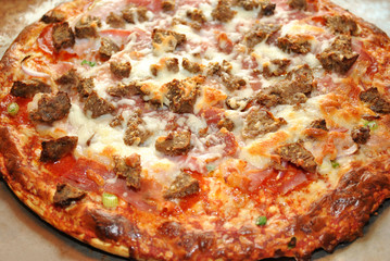 Whole Homemade Meat Pizza