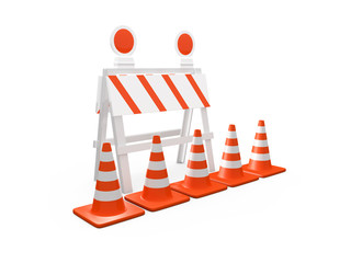 Road Barrier and Traffic Cones