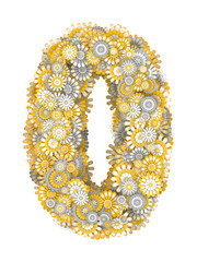 Number 0 from camomile flowers