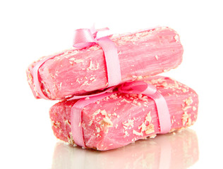 Natural handmade soap, isolated on white