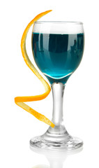 Tasty color liquor, isolated on white