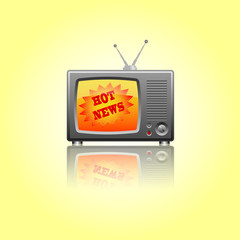 illustration of a retro television with the text hot news