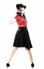 Pretty Retro Girl with vintage camera