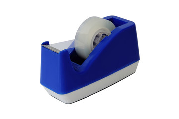 Blue scotch tape holder isolated over white background