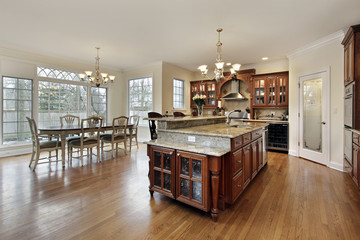 Naklejka premium Large kitchen with eating area