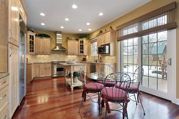 Kitchen with oak wood cabinetry