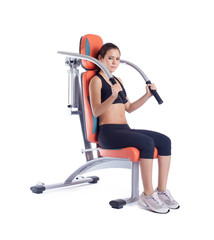 Beauty woman sitting on exerciser