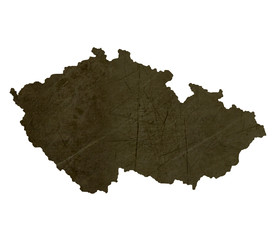 Dark silhouetted map of Czech Republic