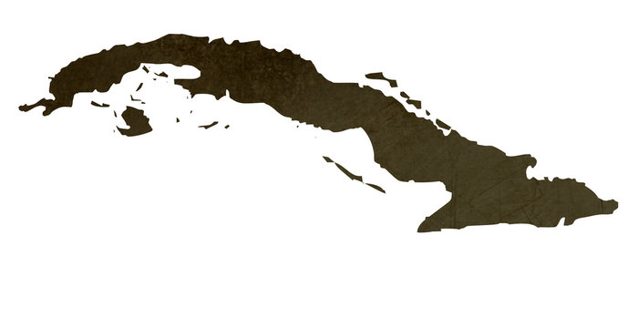 Dark silhouetted map of Cuba