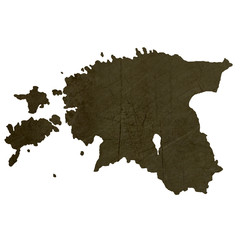 Dark silhouetted map of Estonia