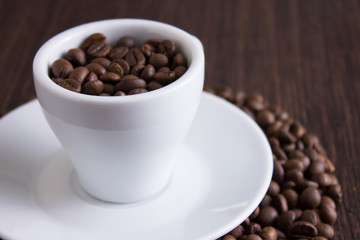 coffee beans in white cup