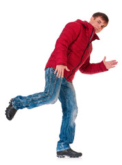 Naklejka premium Man in winter clothing