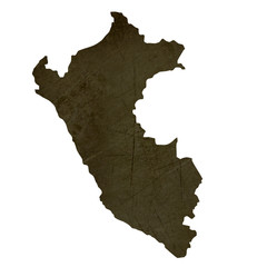 Dark silhouetted map of Peru
