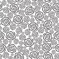 Photo sur Aluminium Fleurs noir et blanc Illustration vectorielle de modèle sans couture avec des roses