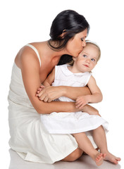 Affectionate Mother And Daughter. isolated on white