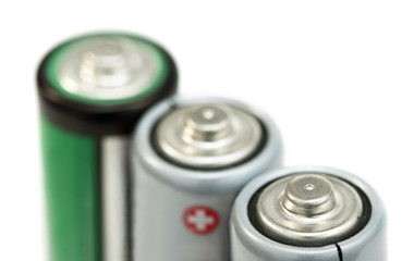 Three batteries close up