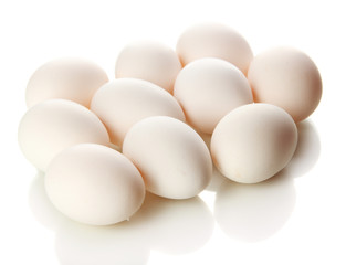 Many eggs isolated on white