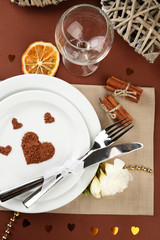 Holiday table setting close-up