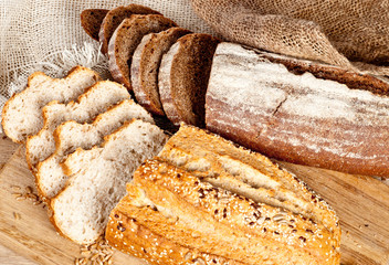Fresh baked traditional bread and wheat