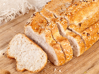 Fresh baked traditional bread and wheat
