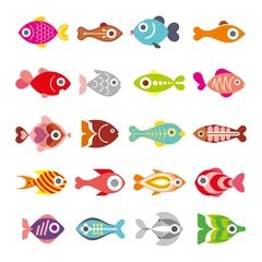 Fototapeten Fisch-Vektor-Icon-Set ©  danjazzia