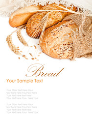 Fresh baked traditional bread and wheat