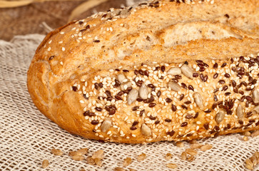 Fresh baked traditional bread and wheat