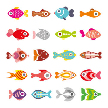 Fish vector icon set