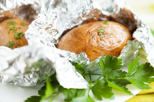 potatoes in foil, and in a jacket