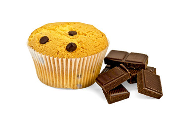 Cake with slices of dark chocolate