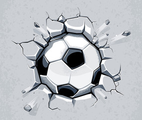 Soccer ball breaking the wall