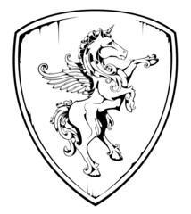 Vintage horse on shield