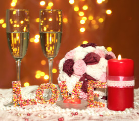 Fototapeta premium Composition Valentine's Day on lights background