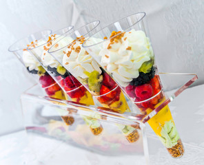 greedy dessert to the fruit with whipped cream