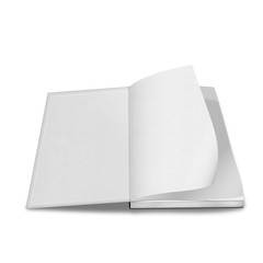 close up of a blank white book on white background